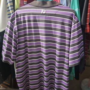 FootJoy Men’s Purple, Black & White Striped Golf Polo